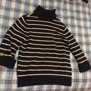 Jones N.Y. black and gold stripe turtleneck